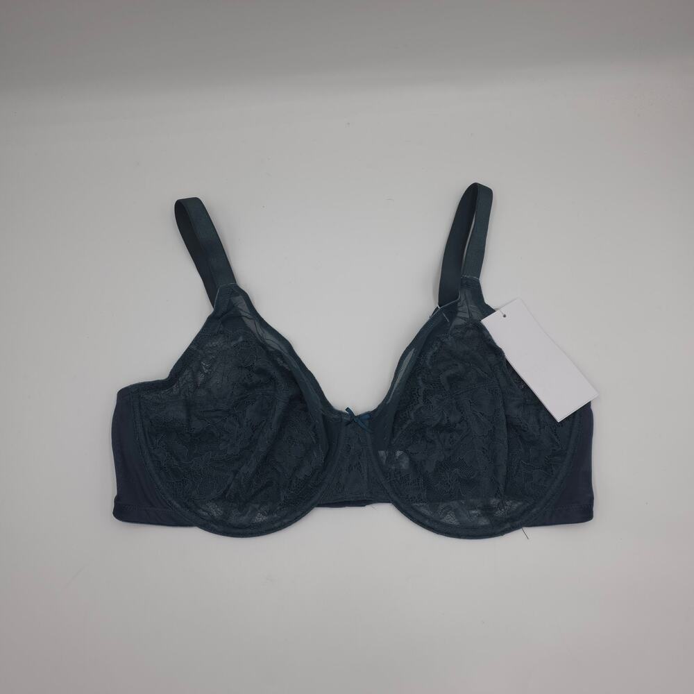 HSIA Bundle of Two Enchante Unlined Lace Underwire Bra Purple Balsam Blue 36G - Picture 2 of 10